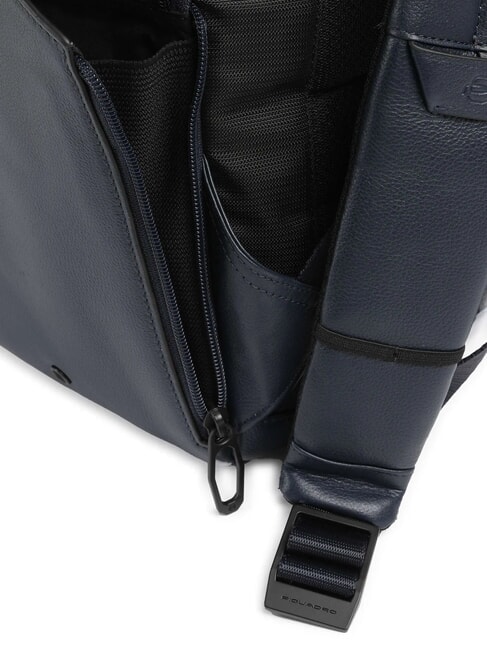 RUSSEL Lederrucksack f&uuml;r 15,6"-Laptop Blau - PC-Rucks&auml;cke