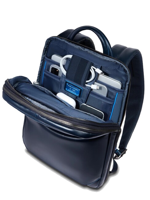 BLUE SQUARE 14" Laptop-Rucksack aus Leder Blau - PC-Rucksäcke