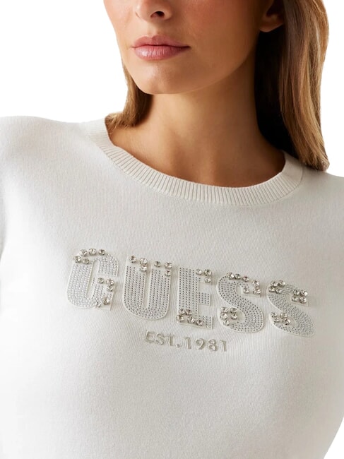 REYNA LOGO Rundhalspullover mit Applikationen cremwhi - Damenpullover