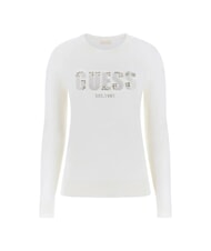 GUESS REYNA LOGO Rundhalspullover mit Applikationen cremwhi - Damenpullover - 5