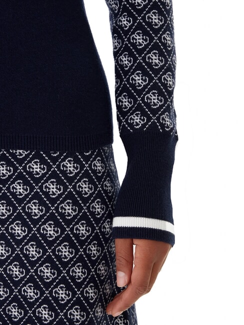 MOCK NECK AUBREY 4G Slim Fit Pullover 4 g Blau und Creme - Damenpullover