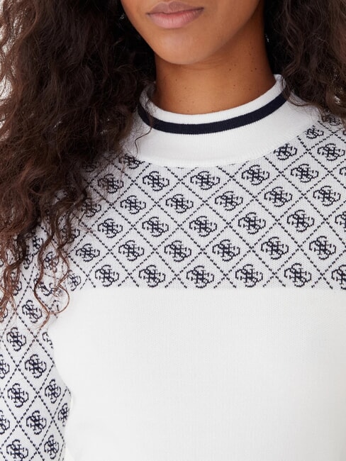 MOCK NECK AUBREY 4G Slim Fit Pullover 4 g Creme und Blau - Damenpullover