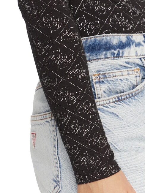 TEODORA Langärmliger Rundhalspullover mit Strasssteinen jetbla - Damenpullover