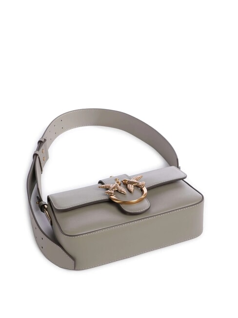 LOVE ONE SLOUCHY Mini-Umhängetasche aus Leder Walnuss-Antikgold - Damentaschen