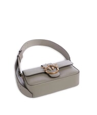 PINKO LOVE ONE SLOUCHY Mini-Umhängetasche aus Leder Walnuss-Antikgold - Damentaschen - 5