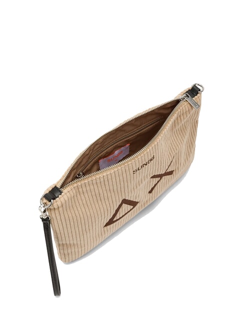 CORDUROY Clutch mit Handgelenk- und Schultergurt Beige - Damentaschen