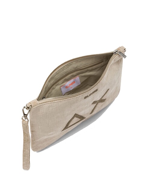 VELVET Clutch mit Polyserin und Schultergurt Beige - Damentaschen