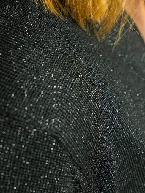 PEACEFUL Lurex-Cardigan mit Knöpfen Schwarz - Damenpullover