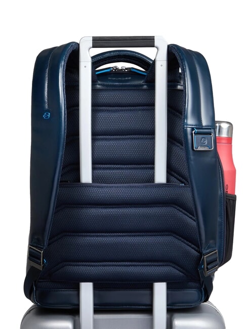 BLUE SQUARE Fast-Check-Lederrucksack für 15,6"-Laptop Blau - PC-Rucksäcke