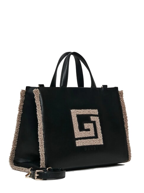 EMILY FUR Handtasche mit Schultergurt schwarz/taupe - Damentaschen