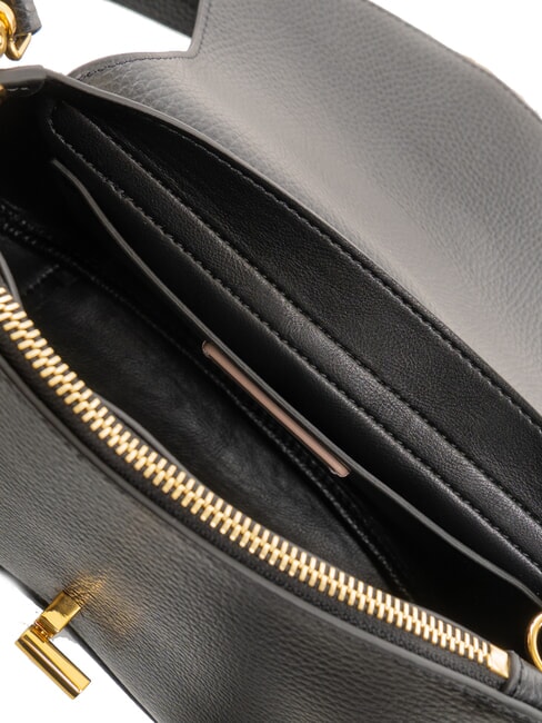 HIMMA Lederhandtasche mit Schultergurt Schwarz - Damentaschen