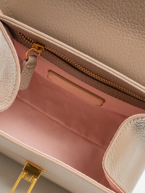 MARVIN Mini-Handtasche aus Leder mit Schultergurt warmes Taupe - Damentaschen