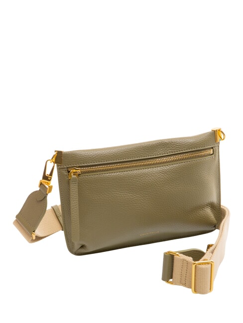 HYLE Kleine flache Umhängetasche aus Leder Lorbeergrün - Damentaschen