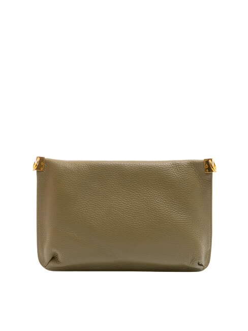 HYLE Kleine flache Umhängetasche aus Leder Lorbeergrün - Damentaschen