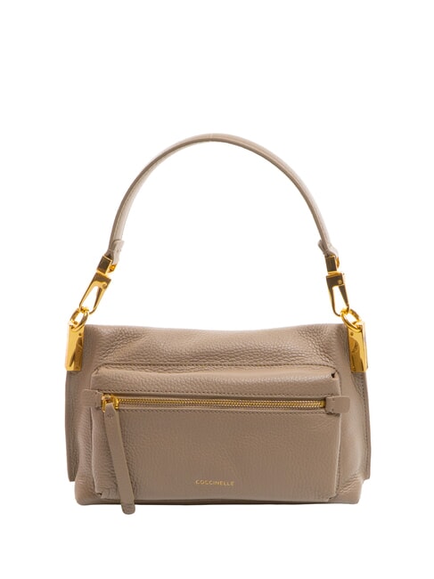 HYLE Kleine Ledertasche mit doppeltem Verwendungszweck warmes Taupe - Damentaschen