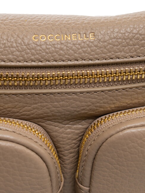 HYLE Kleine Ledertasche mit doppeltem Verwendungszweck warmes Taupe - Damentaschen