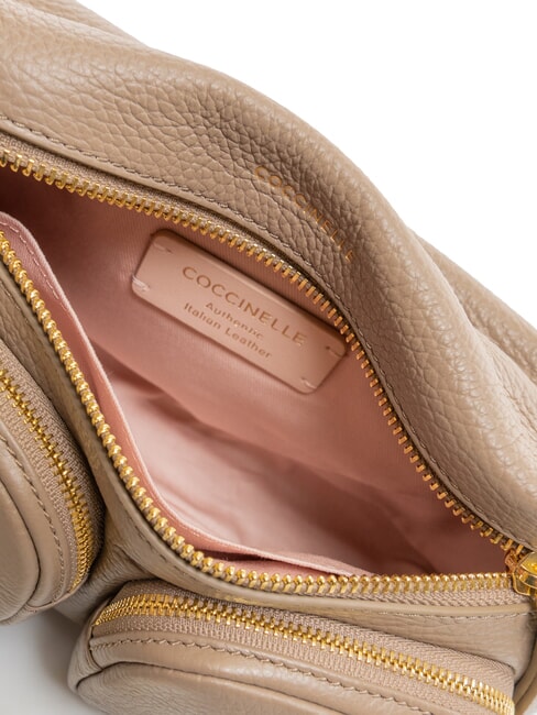 HYLE Kleine Ledertasche mit doppeltem Verwendungszweck warmes Taupe - Damentaschen