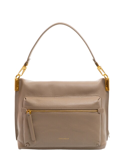 HYLE Mittelgroße Ledertasche mit Doppelfunktion warmes Taupe - Damentaschen