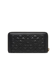 LOVE MOSCHINO QUILTED Große Geldbörse mit Rundum-Reißverschluss Schwarz - Brieftaschen Damen - 3