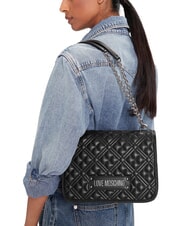 LOVE MOSCHINO QUILTED Umhängetasche mit Doppelfunktion Schwarz Schwarz - Damentaschen - 6