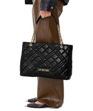 LOVE MOSCHINO QUILTED Einkaufstasche mit Kettengriffen Schwarz - Damentaschen - 6
