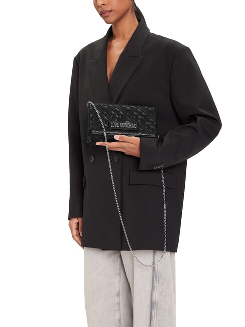 SMART DAILY Clutch mit Metall-Schultergurt Schwarz Schwarz - Damentaschen