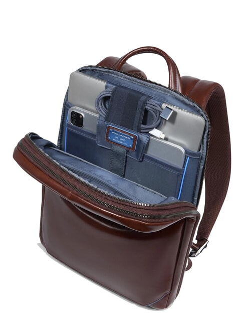 BLUE SQUARE 14" Laptop-Rucksack aus Leder MAHAGONI - PC-Rucksäcke
