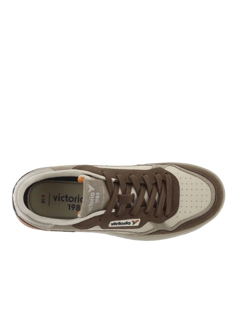 C80-URBAN Ledersneaker mit Vintage-Logo Taupe - Damenschuhe
