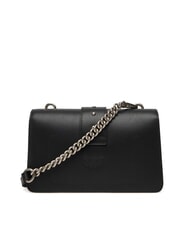 PINKO LOVE ONE CLASSIC Mini-Umh&auml;ngetasche aus Leder schwarz-altsilber - Damentaschen - 2