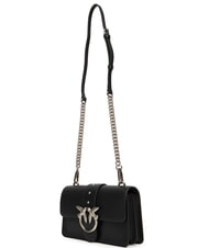 PINKO LOVE ONE CLASSIC Mini-Umh&auml;ngetasche aus Leder schwarz-altsilber - Damentaschen - 3