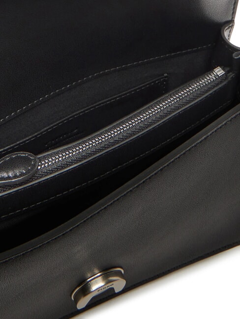 LOVE ONE CLASSIC Mini-Umh&auml;ngetasche aus Leder schwarz-altsilber - Damentaschen