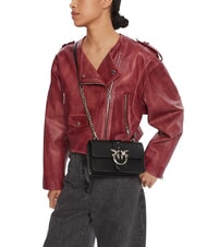 PINKO LOVE ONE CLASSIC Mini-Umh&auml;ngetasche aus Leder schwarz-altsilber - Damentaschen - 5