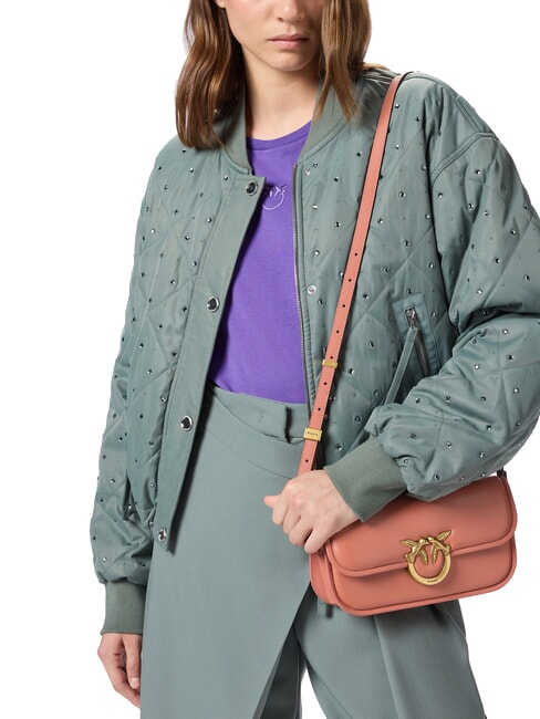 LOVE BOX Umhängetasche aus Leder Aragonbraun-Antikgold - Damentaschen