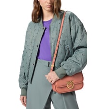 PINKO LOVE BOX Umhängetasche aus Leder Aragonbraun-Antikgold - Damentaschen - 5