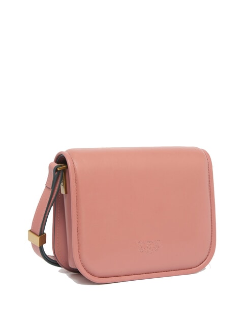 LOVE BOX Mini-Tasche aus Nappaleder mit Überschlag Aragonbraun-Antikgold - Damentaschen