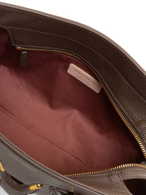 YORK Handtasche aus gehämmertem Leder brauner Fondant - Damentaschen