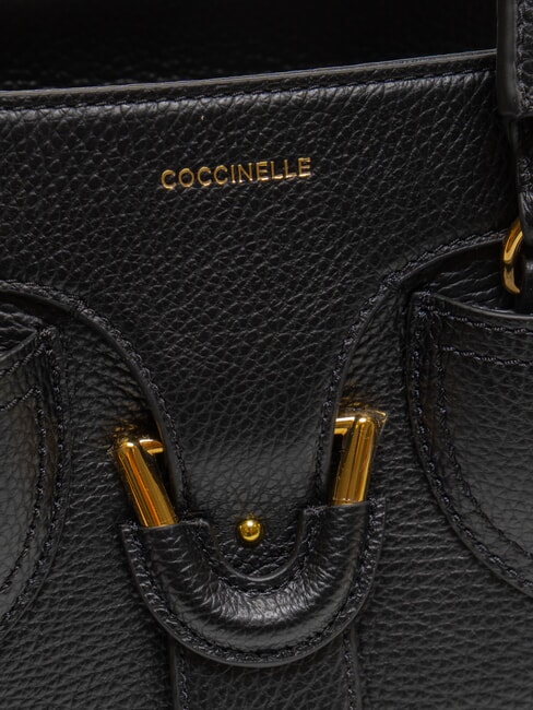 YORK Handtasche aus gehämmertem Leder Schwarz - Damentaschen