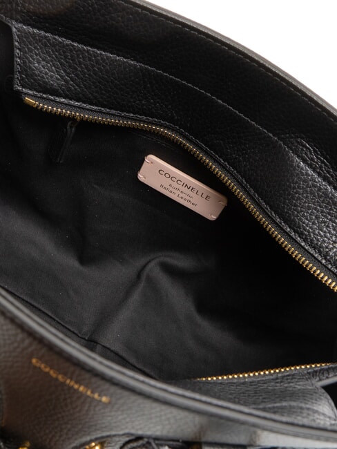 YORK Handtasche aus gehämmertem Leder Schwarz - Damentaschen