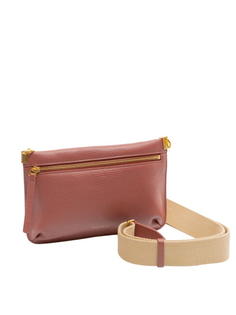 HYLE Kleine flache Umhängetasche aus Leder Brandy - Damentaschen