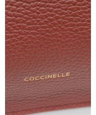 COCCINELLE HYLE Kleine flache Umhängetasche aus Leder Brandy - Damentaschen - 5
