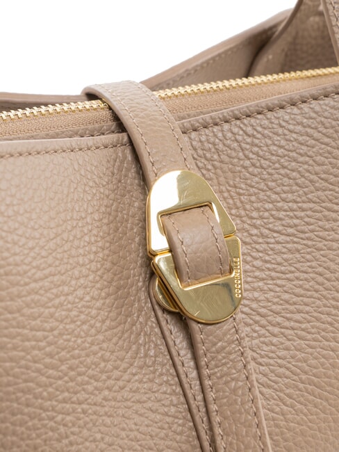 CHARA Umhängetasche aus Leder warmes Taupe - Damentaschen