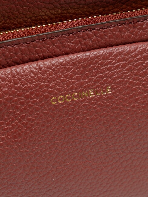 JEN Runder Lederrucksack mit Tasche Brandy - Damentaschen