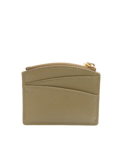 ROUNDED PRINTED Kleines Kartenetui aus Leder mit Reißverschluss Lorbeergrün - Brieftaschen Damen