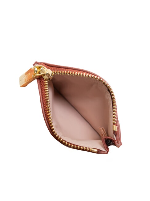 ROUNDED PRINTED Kleines Kartenetui aus Leder mit Rei&szlig;verschluss Brandy - Brieftaschen Damen