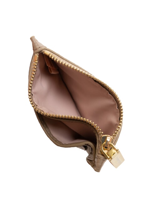 ROUNDED PRINTED Flaches Kartenetui aus Leder mit Rei&szlig;verschluss warmes Taupe - Brieftaschen Damen