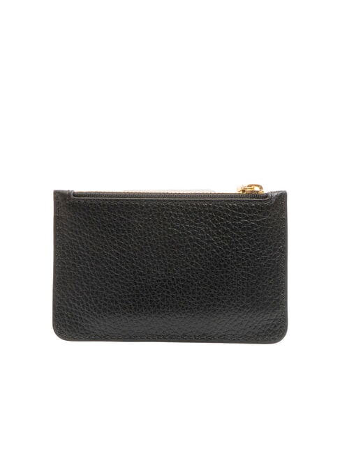 ROUNDED PRINTED Flaches Kartenetui aus Leder mit Reißverschluss Schwarz - Brieftaschen Damen