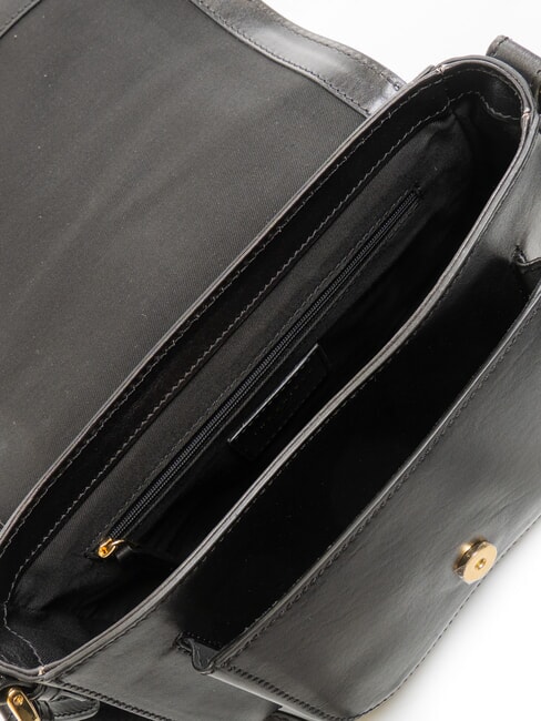 FAENTINA Gro&szlig;e Umh&auml;ngetasche aus Leder Schwarzes Gold - Damentaschen