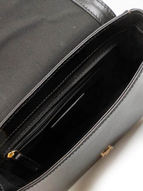 FAENTINA FAENTINA Mini-Postbotin aus Leder Schwarzes Gold - Damentaschen