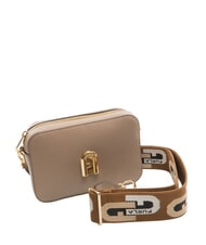 FURLA GARDENIA Kameratasche aus Leder mit Keria-Print Taupe + Cognac-Töne - Damentaschen - 2