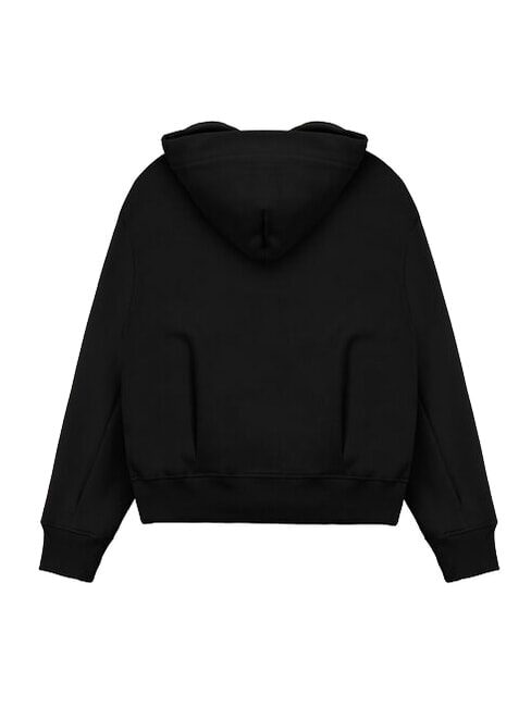 STUNNING Sweatshirt mit durchgehendem Reißverschluss, Kapuze und Falten Schwarz - Sweatshirts Damen